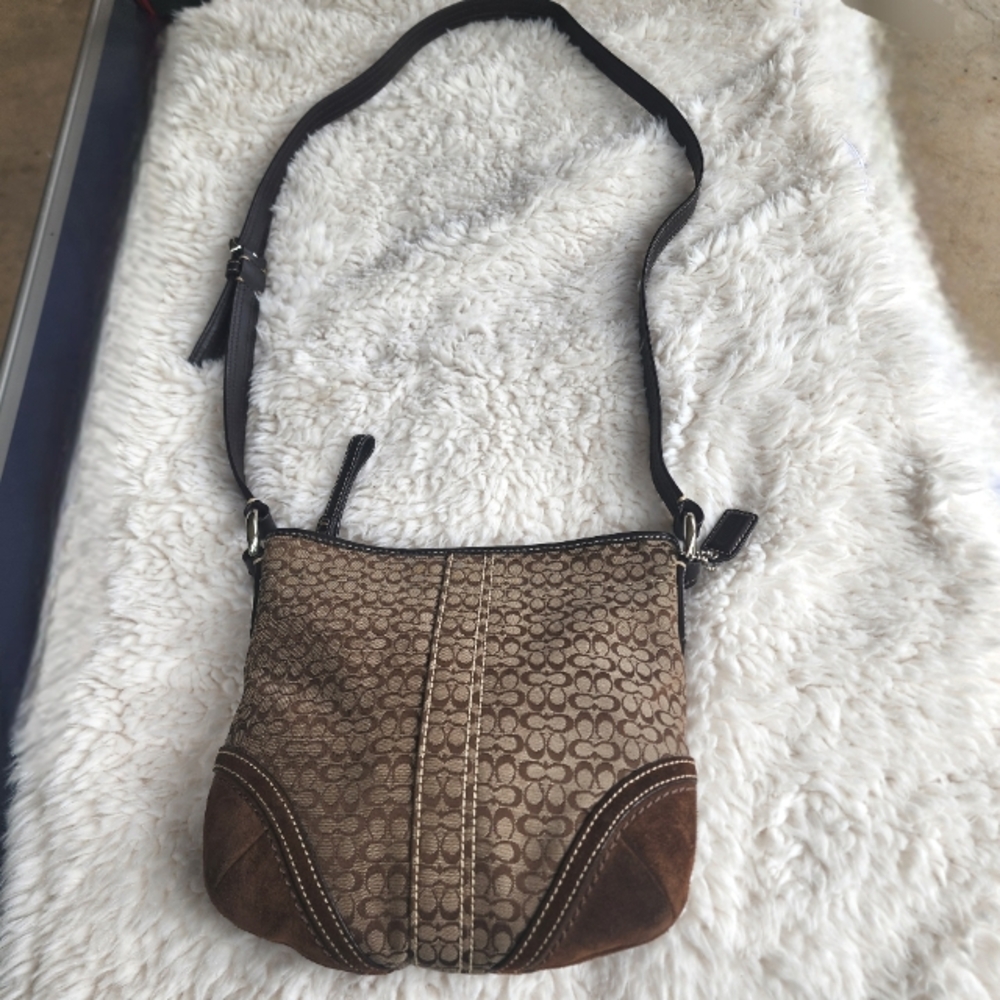Coach Signature Jacquard Fabric Crossbody Bag